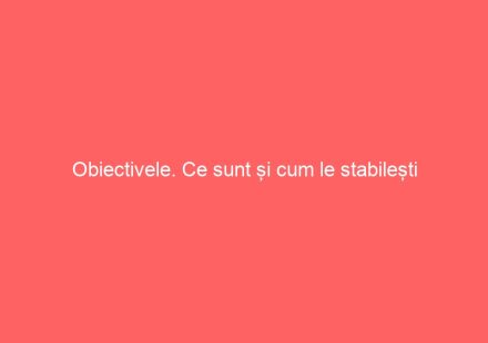 Obiectivele. Ce sunt și cum le stabilești
