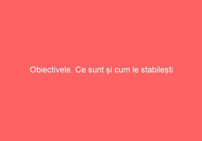 Obiectivele. Ce sunt și cum le stabilești